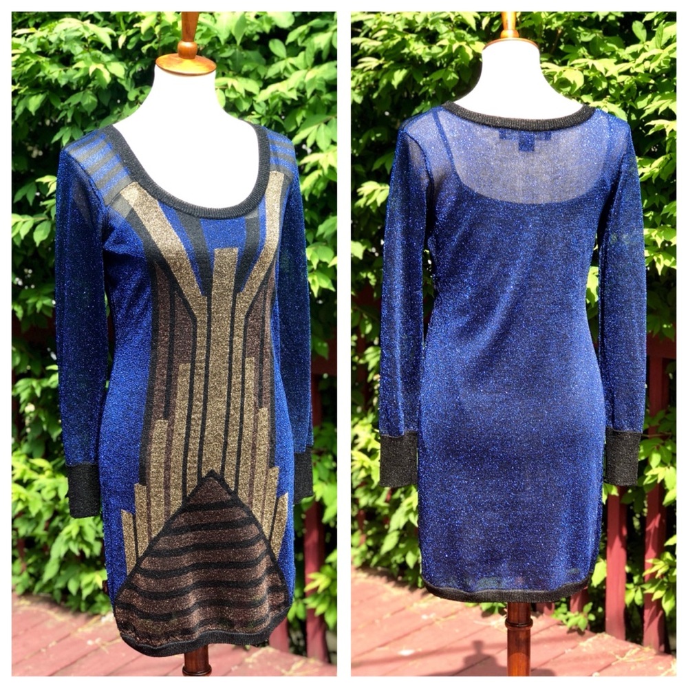French Connection Deco Metallic Knit Dress Sz 6